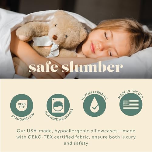 Image of ComfyDown Pillowcase for Toddler & Travel Pillows Breathable, 100% Cotton, 400-Thread Count, Zipper Closure - Made in USA - 13 inchx18 inch