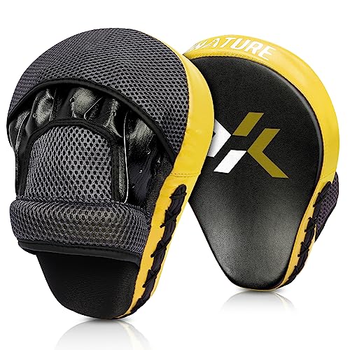 Pratzen Boxen mit hochwertiger Polsterung - 1 Paar Kickboxen Boxpratzen für optimale Schlagdämpfung,Trainerpratzen Boxing Pad für Männer Frauen (Gelb) Pratzen Boxen mit hochwertiger Polsterung - 1 Paar Kickboxen Boxpratzen für optimale Schlagdämpfung,Trainerpratzen Boxing Pad für Männer Frauen (Gelb)