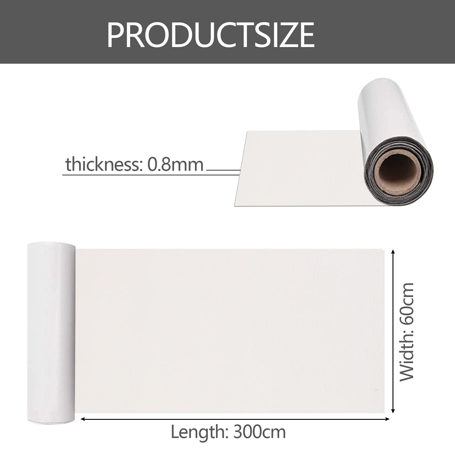Ecopelle Adesiva, Pelle Adesiva per Riparazioni 60 x 300 cm, Patch per Riparazione in PU Pelle per Divani, Seggiolino Auto, Borse, Giacche, Artigianato fai-da-te, Bianco