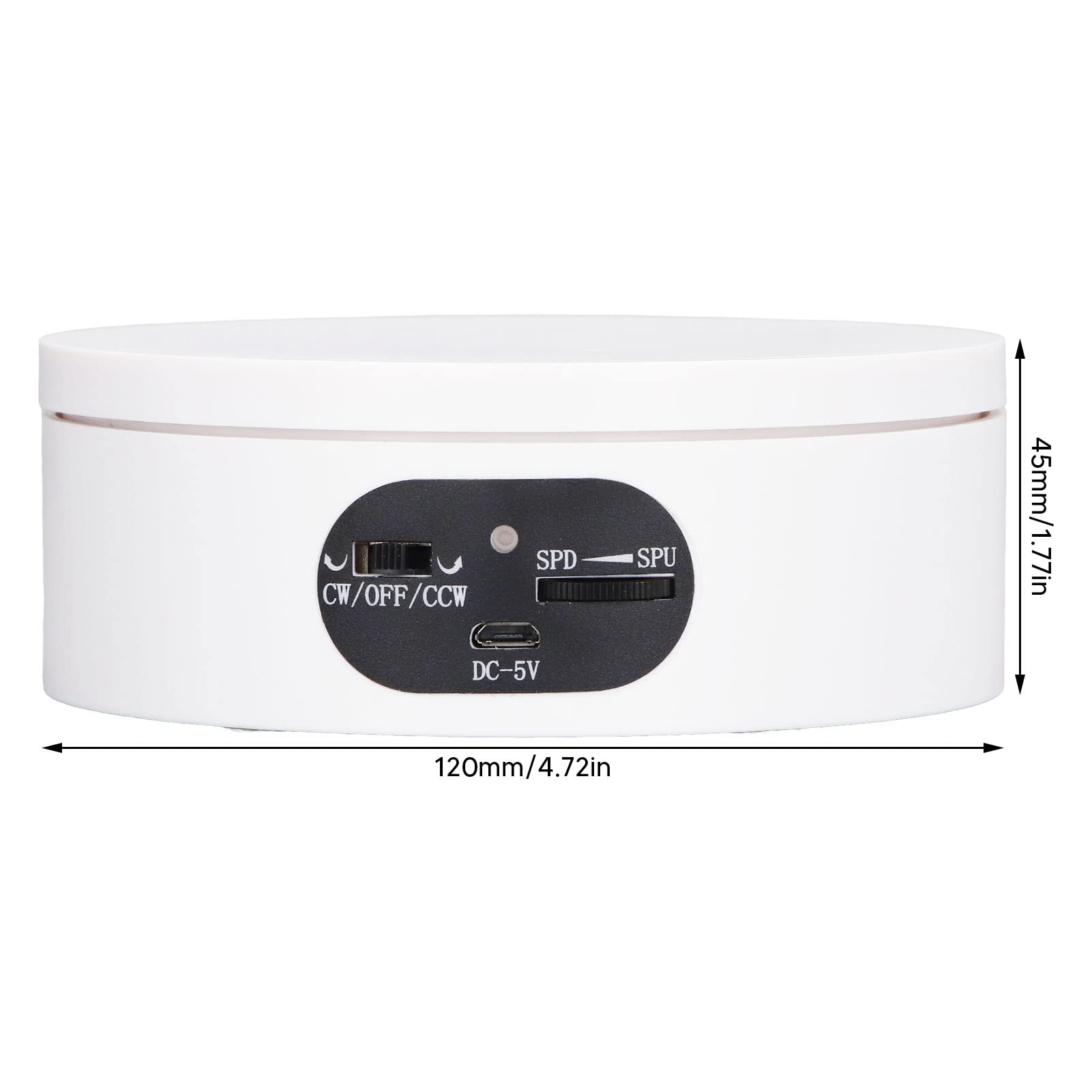 Jerliflyer White Motorized 360 Degree Rotating Display Stand 5.5lb Load Capacity Turntable (12cm)