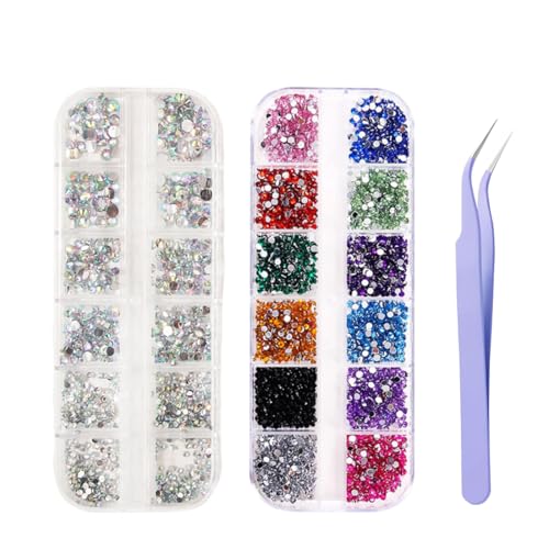 3100 pezzi di strass per unghie, molti colori, decorazione per unghie, compresi strass e pinzette