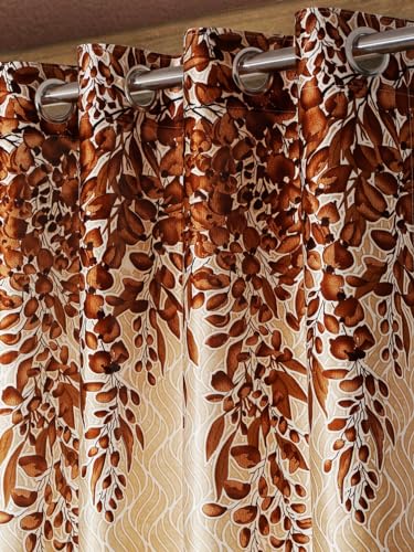 Image of Home Sizzler 2 Pieces Sunflower Panel Eyelet Polyester Door Curtains - 7 Feet, Gold