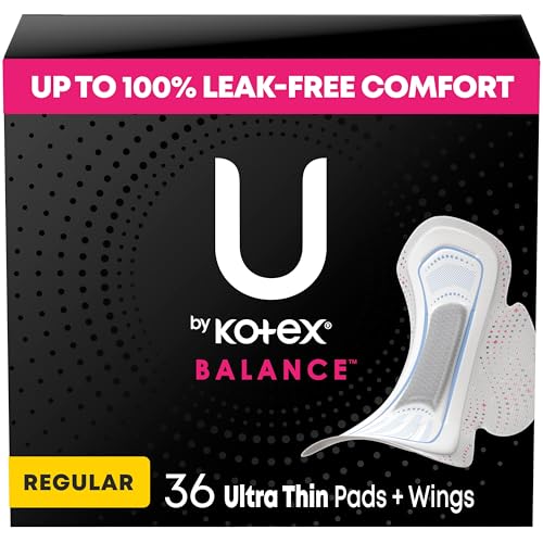 Image of U by Kotex Balance Ultra Thin Pads with Wings, Regular Absorbency, 36 Count (Packaging May Vary)