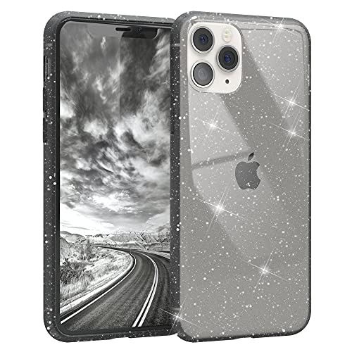 EAZY CASE Hülle kompatibel mit iPhone 11 Pro Schutzhülle mit Glitzer, Handyhülle, Schutzhülle, Back Cover mit Glitter, TPU/Silikon, Transparent/Durchsichtig, Anthrazit Cover