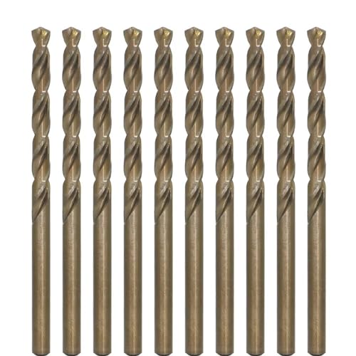 Metric Cobalt Drill Bits 4.5mm 10PCS, M35 high Speed Steel, high Hardness Straight Shank Drill, Mechanical or Hand Drill for Drilling, Suitable for Stainless Steel, Iron, Copper and Aluminum.