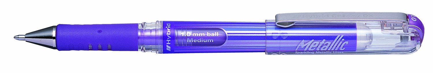 Pentel Hybrid Gel Grip DX Metallic MVO pigmented Ink Rollerball Pen Pack of 12 Metallic Purple