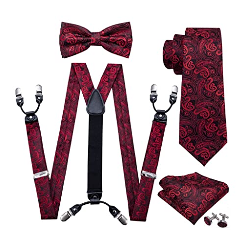 Set de Corbata de Moño Roja de Seda para Hombre