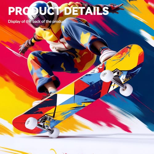 Image of Casual Graffiti Professional Double Kick Skateboard, 31 inch Maple Deck, ABEC-11 Bearings, 95A PU Wheels