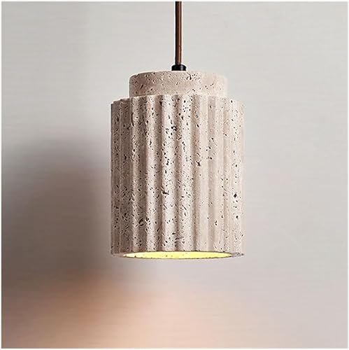 Moderna lámpara colgante LED de piedra cilíndrica amarilla de cueva, lámpara colgante de techo retro ajustable para isla de cocina, dormitorio,