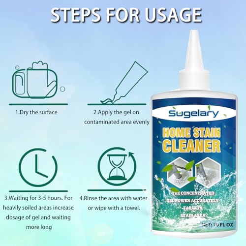 Sugelary Mold Stain Cleaner Gel, 10 fl oz Multi Home Stain Cleaning Gel for Washing Machine Seals, Fridge Gaskets, Tile Grout, Sink and Bathroom Use