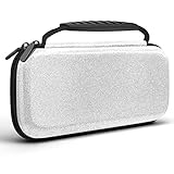 homicozy Glitter Carrying Case Compatible with Nintendo Switch OLED & Switch Console,Silver Protective Hard Travel Case Shell Pouch for Nintendo Switch Console/Accessories,Switch Gaming Case for Girls