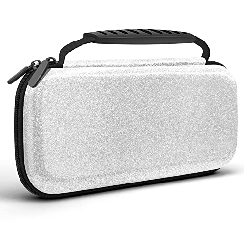 Image of Homicozy Glitter Carrying Compatible with Nintendo Switch OLED & Switch Console, Silver Protective Hard Travel Shell Pouch for Nintendo Switch Console /Accessories, Gaming Case for Girls