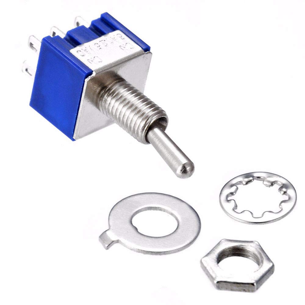 5 Interruttori A Levetta DPDT 6 Pin - Modello 1322 ON-OFF-ON 15A 250V - Foro 12mm - Interruttore Elettrico In Plastica E Rame - 3