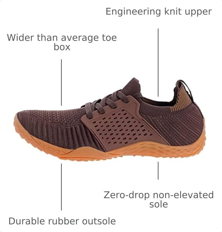 Image of WHITIN Women's Zero Drop Barefoot Trail Runner W63 | Lightweight & Breathable Knit Upper, High-Traction Rubber Outsole, Natural Stride, Versatile for Lifting, Hiking, Camping