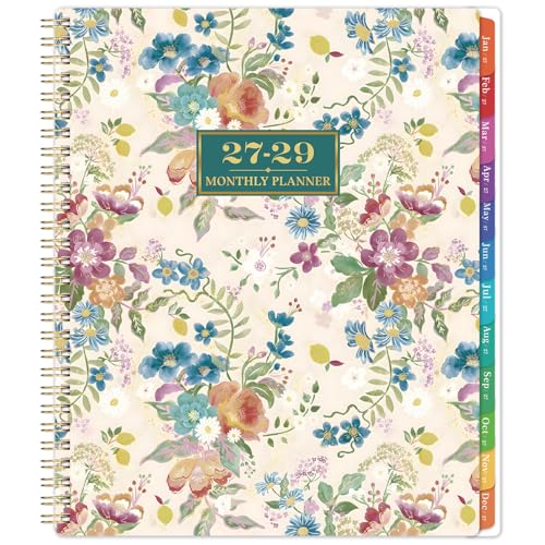 2027-2029 Monthly Planner - 3 Year Planner 2027-2029 JAN. 2027 - DEC. 2029 3 Year Calendar 2027-2028-2029 Monthly Planners 9 x 11 36 Month Calendar with Colorful Tabs Pocket Notes - Beige