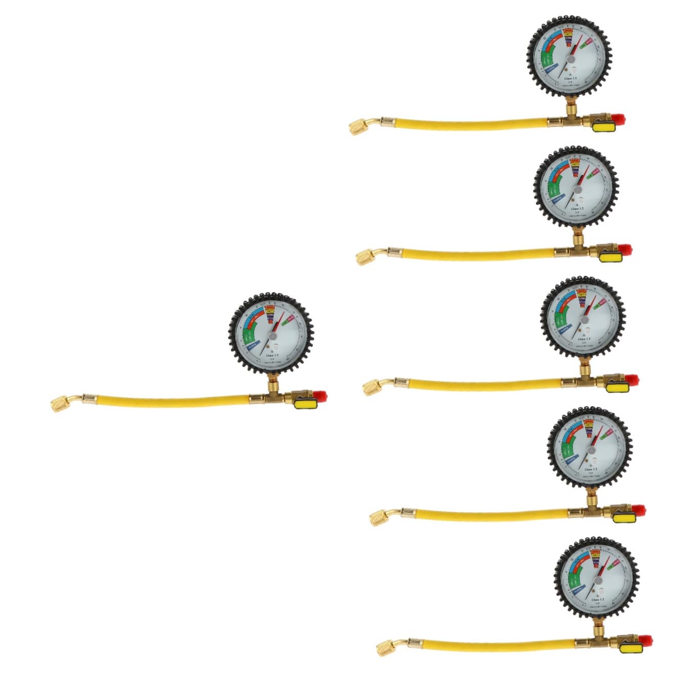 POPETPOP 6 Piezas Manómetro Refrigeración para Aire Acondicionado Medidor Presión Nitrógeno con Pantalla Clara Estructura Esférica y Cabeza Reemplazable Duradero para Equipos Refrigerantes