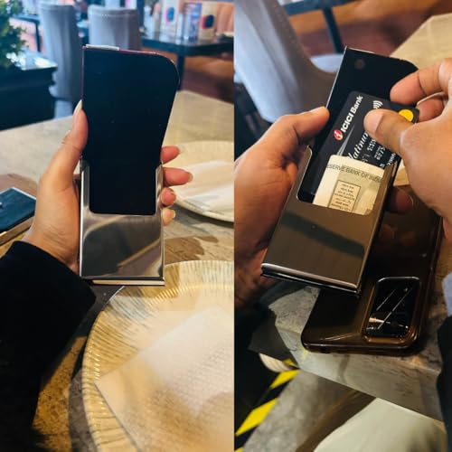 Image of Mini2buy Customized Name Engraved Card Holder Wallet Credit, Debit, ATM, and Business Visiting Card Premium Stainless Steel, Ideal for Giftting (Black-Customized)