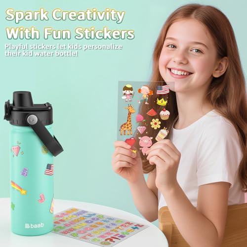Image of baab 18oz Kids Insulated Water Bottle 18 /8 Stainless Steel Kids Cup 1 Pack