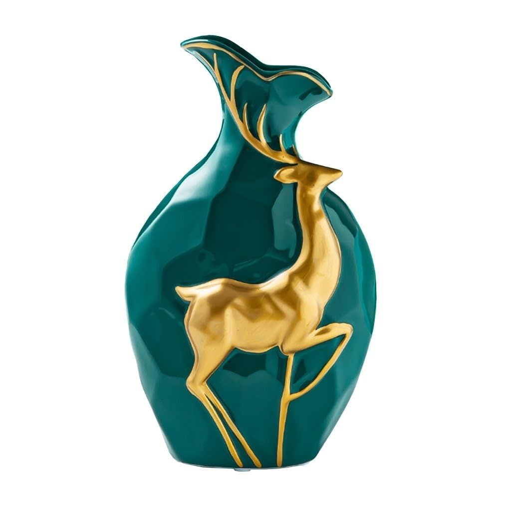 Bzgpmfud One Color Vase Desktop Flower Modern Golden Deer Ceramic Simple Decoration Living Room Tv Cabinet Wine Table Arrangement