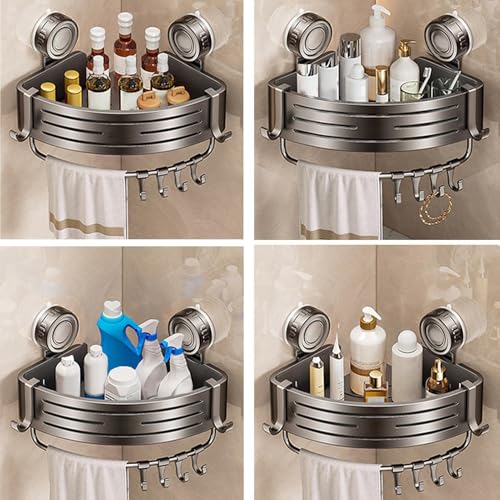 Support de shampooing et étagère d'angle de douche à ventouse fixe - 6