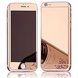 Iphone 6s transparent screen protector,Sunroyal Rose Gold Mirro Metal Hybrid Slim Front+Back Ultra-thin High Definition (HD) Glass Tempered Steel Screen Protective Film for iPhone 6/6S 4.7