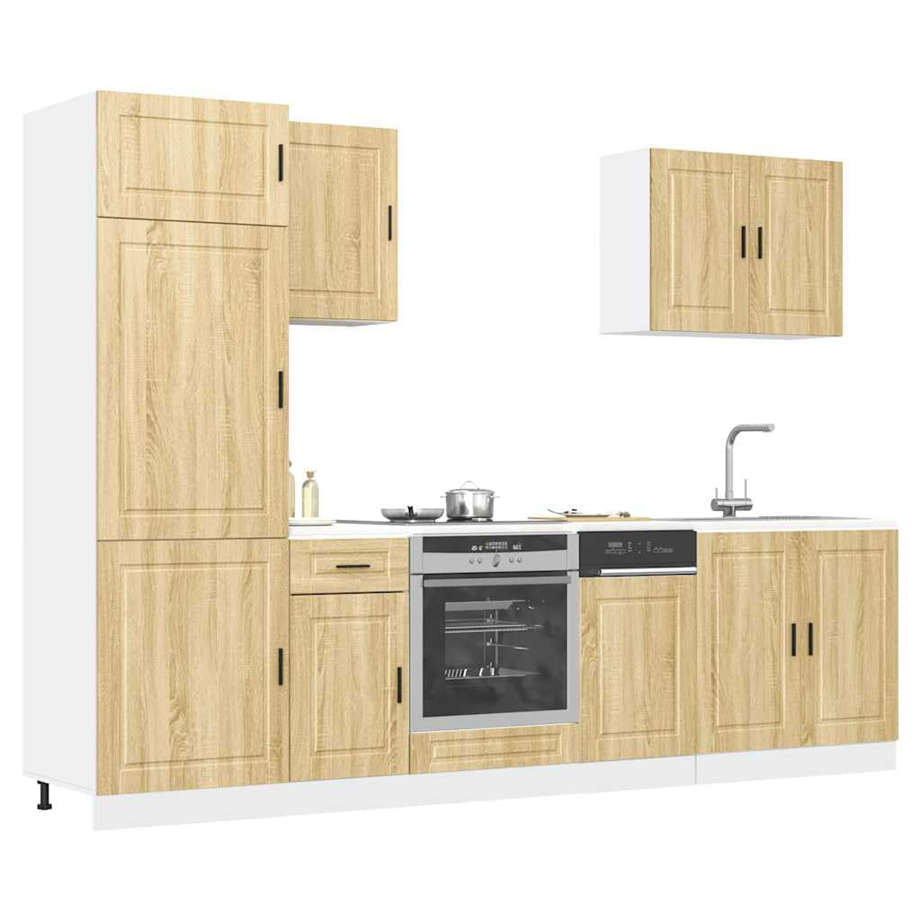 Küchenschrank-Set 7-teilig Porto, Einbauküche Sonoma-Eiche, Küchenzeile aus Holzwerkstoff, Küchenmöbel Set für Spüle, Ofen und Geschirrspüler, Modulare Miniküche