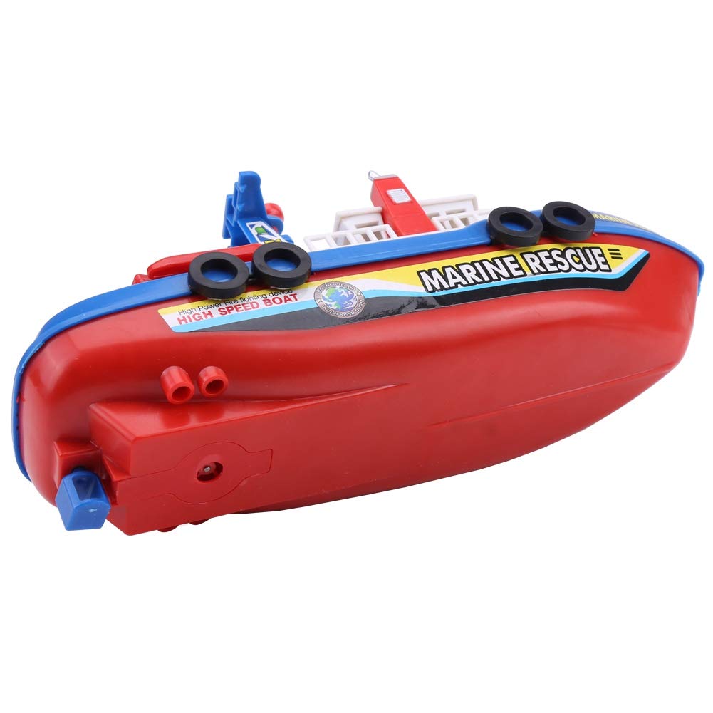 Barco de Juguete para Niños, Barco Rociador de Agua con Sonido y Luz de Flash para Diversión, Plástico Rojo/