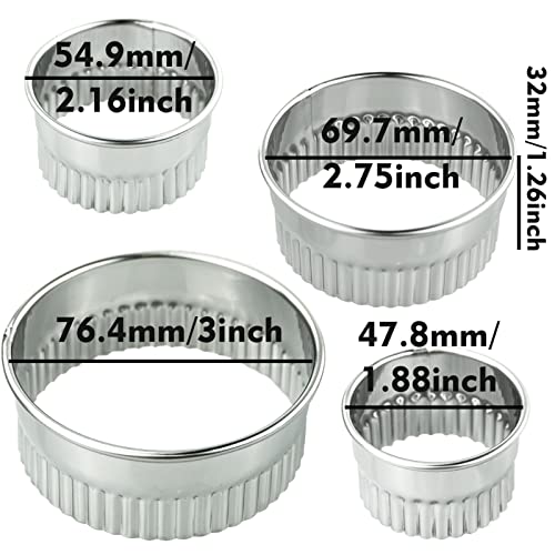 Cookie Cutters, Set of 4 Round Biscuit Cutter Stainless Steel Pastry Cutter Moulds for Kids, Baking Cutters for Dough, Pastry, Donut, Fondant, Fruit, Vegetable, DIY Cake Decoration - Image 2