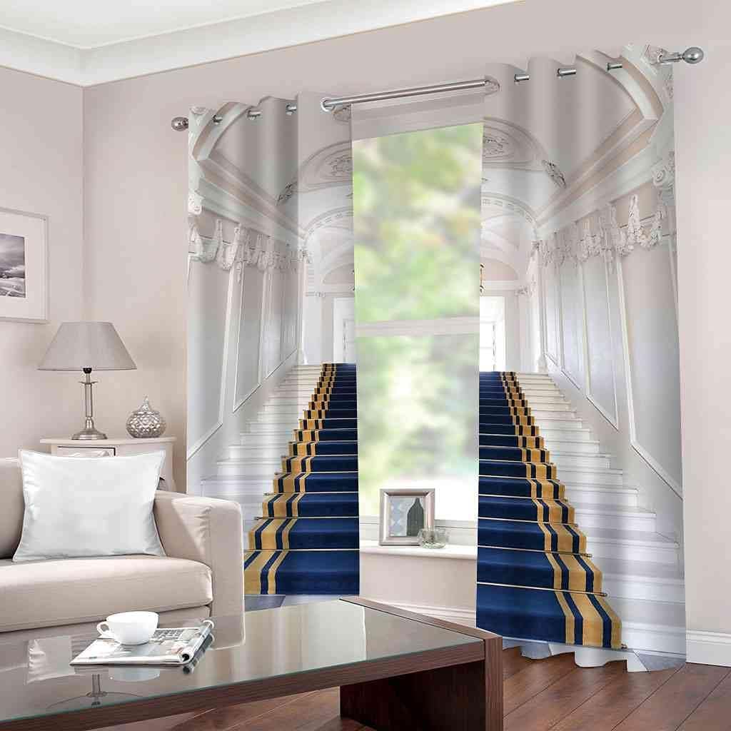 Vorhänge Teppich Treppe Marmor 183 X 214 cm 3D Verdunklungsgardinen 2Er Set Blickdichter Vorhang Verdunkelung Mit Ösen Für Schlafzimmer Wohnzimmer Kinderzimmer Jungen- Und Mädchenzimmer -7L1I+D1M