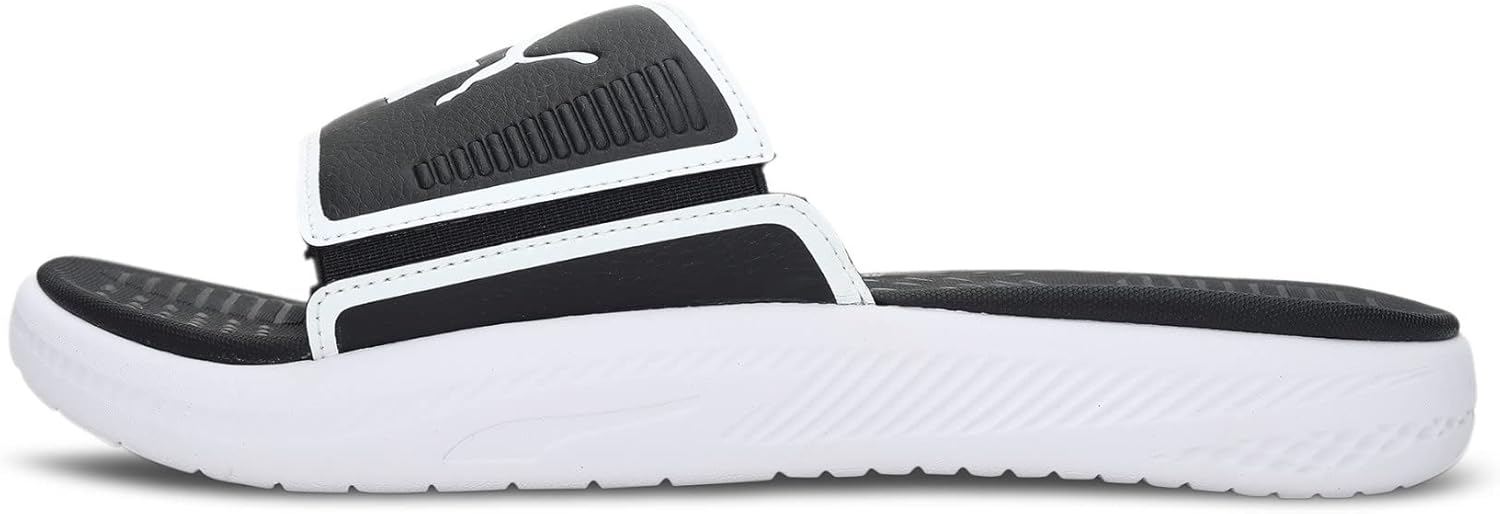 PUMA Men's SOFTRIDE Slide Sport Sandal, Black White, 12