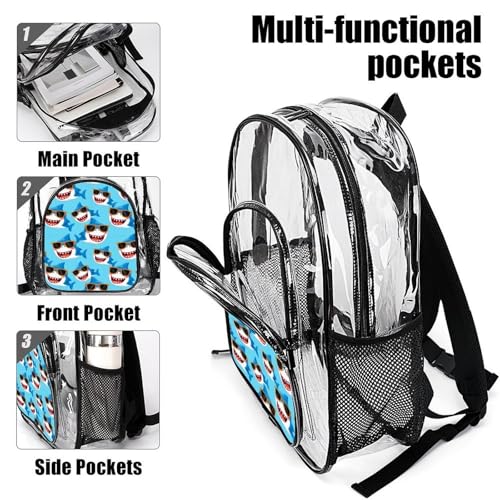 Lightweight Comfy Clear Bags with Adjustable Straps Shark for Adults Outdoor Sports, Concerts, Beach Vacation, Outings Use4
