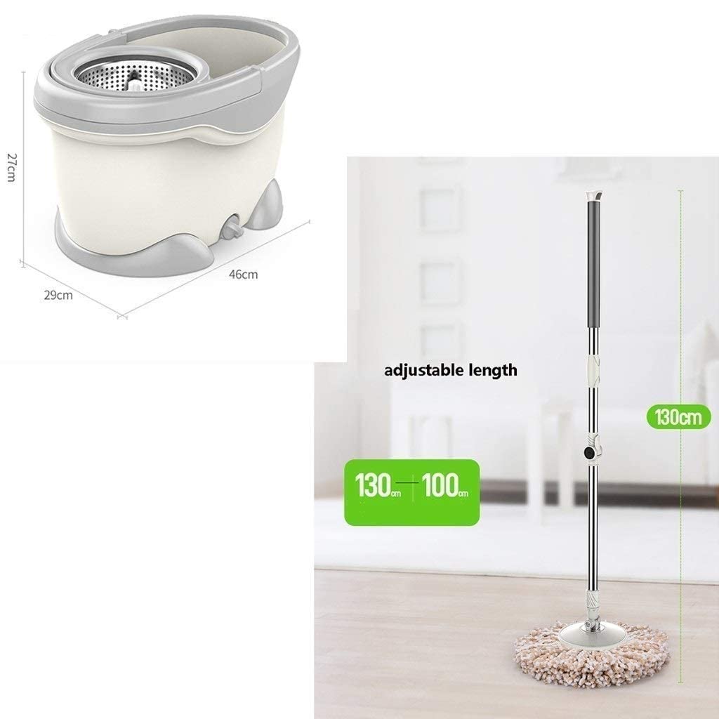 Mocio Rotante 360 ° Sistema Premium in Acciaio Inossidabile e Secchio ~ Mocio autostrizzante con Teste in Microfibra