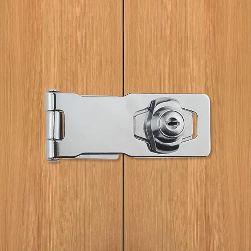 Image of TOVOT 4PCS 4 inch Keyed Hasp Locks Door Hasp Latches Lock Padlock Latches for Cabinet Drawer(Keyed Alike)