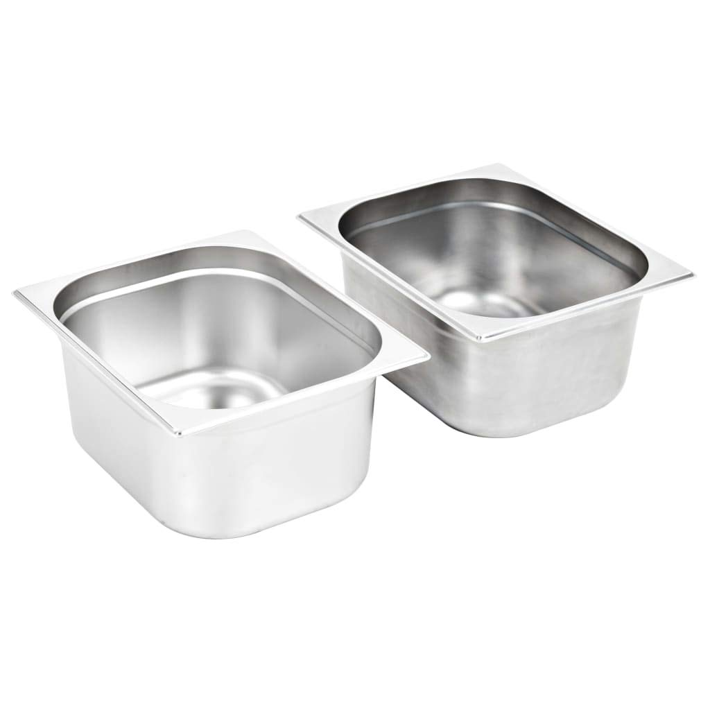 SKM 50889 - Contenedores gastronómicos (2 unidades, GN 1/2, 150 mm, acero inoxidable, peso: 2,05 kg)