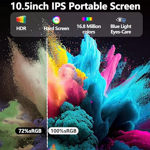 Image of Portable Monitor 10.5'' 1920x1280 (3:2) IPS Display, 100% sRGB, 430 Nits HDR, USB-C & HDMI Travel Monitor with Smart Case & Speakers, External Monitor for Laptop Mac Phone PS5 Xbox Switch