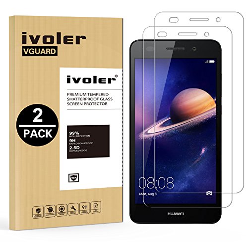 ivoler [2 Unidades] Protector de Pantalla para Huawei Y6 II / Y6 2, Cristal Vidrio Templado Premium [9H Dureza] [Ultra Fina 0,3mm] [2.5D Round Edge]