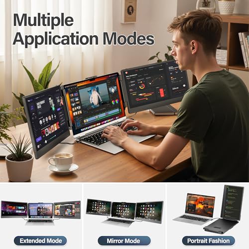 undefined CIDETTY Laptop Screen Extender, 14'' FHD 1080P IPS Ultra-Thin Dual/Triple Monitor Display, HDMI/USB-C Plug-Play Portable Monitor for Laptop, Built-in Speakers(Mac, Win, Android) の商品画像 4