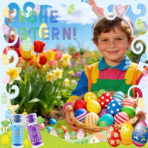 Ostereier Färben Tabletten, 80 Stück Ostern Lebensmittelfarbe, 6 Farben Hochkonzentrierte Tabletten zum Dekorieren von Ostereiern Ostereier Bemalen, Sicher für Kinder mit Gebrauchsanweisungen