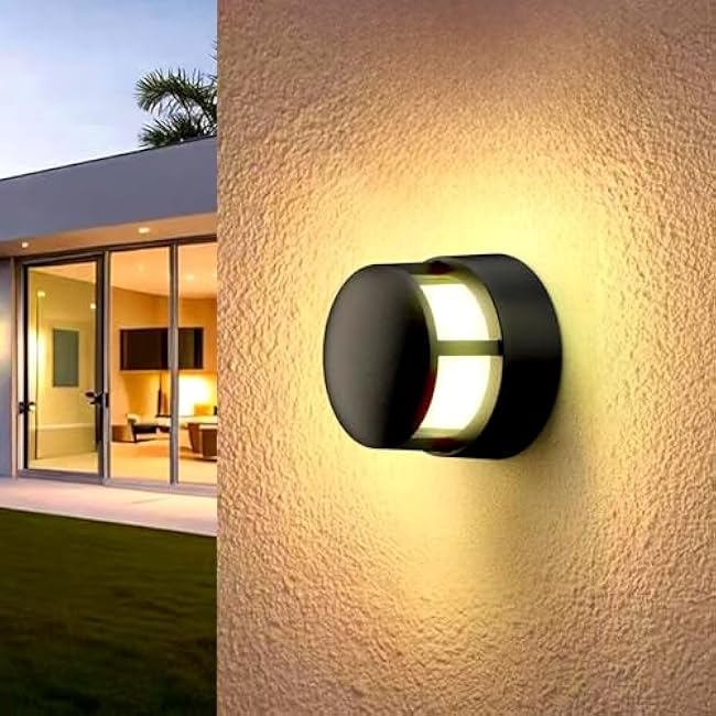 Pillar Lights,Round 5 X 5 in Outdoor Post Light,Outdoor Column lamp, Deck/Fence/Post Cap Lights,lamp Post,High Voltage Wired Waterproof Aluminum Post Light,IP65(Round, 5X5IN)