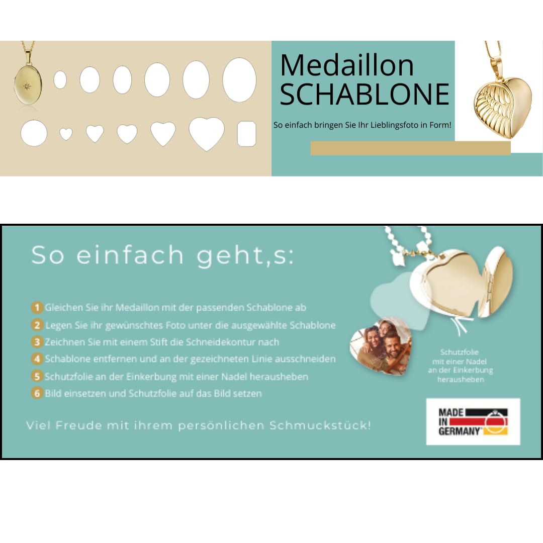 Traveller Medaillon mit Kette - Silber 925 - Glänzend - Oval - Made in Germany - 16 x 23 mm - 45 cm - 571003