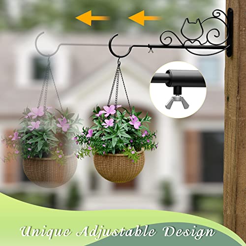 Auslar Plant Hangers Outdoor(16 To 27 Inch), Set Of 2 Cat Adjustable Plant Hangers, Metal Hanging Plant Bracket For Bird Feeders, Macrame Plants, Lanterns, Wind Chimes, String Lights, Black #TOP5