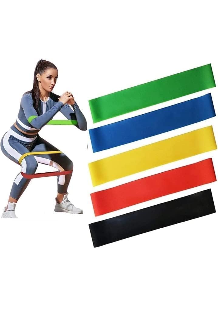 Resistance Loop Bands, Set of 5 Therabands for Workout, Exercise, Gym, Fitness, Crossfit, Stretching, Yoga, and Physiotherapy, 12 Inch Elastic Bands Natural Rubber-image-22