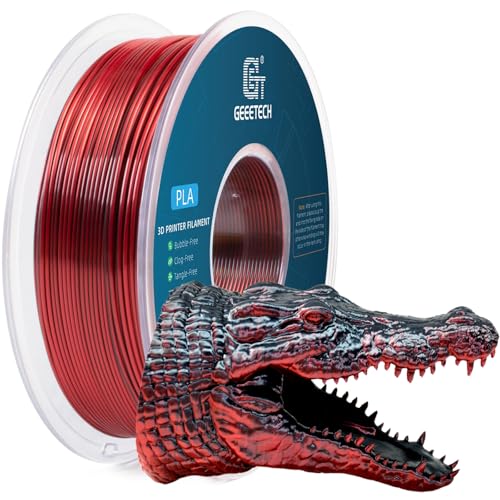 Geeetech Silk PLA Filament 1.75mm Silk Dual Color Filament, Coextrusion Dichromatic Metal-Like Shiny Consumable 1kg (2.2lbs) 1 Spool, Dimensional Accuracy +/- 0.02 mm, Black Red