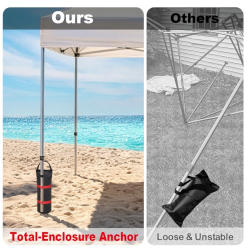 Image of Eurmax USA 160LBS 4-Pack Universal Canopy Weights, Secure Wind Protection to Prevent Tipping, Easy Wrap-Around Installation Heavy Duty Sandbags (Without Sand), Fits All Instant Shelter Legs,Black
