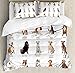 Ambesonne Dog Duvet Cover Set, Group Different Puppy Breeds Family Type Species Dalmatian Husky Bulldog Image Print, Decorative 3 Piece Bedding Set with 2 Pillow Shams, Queen Size, Pale Brown