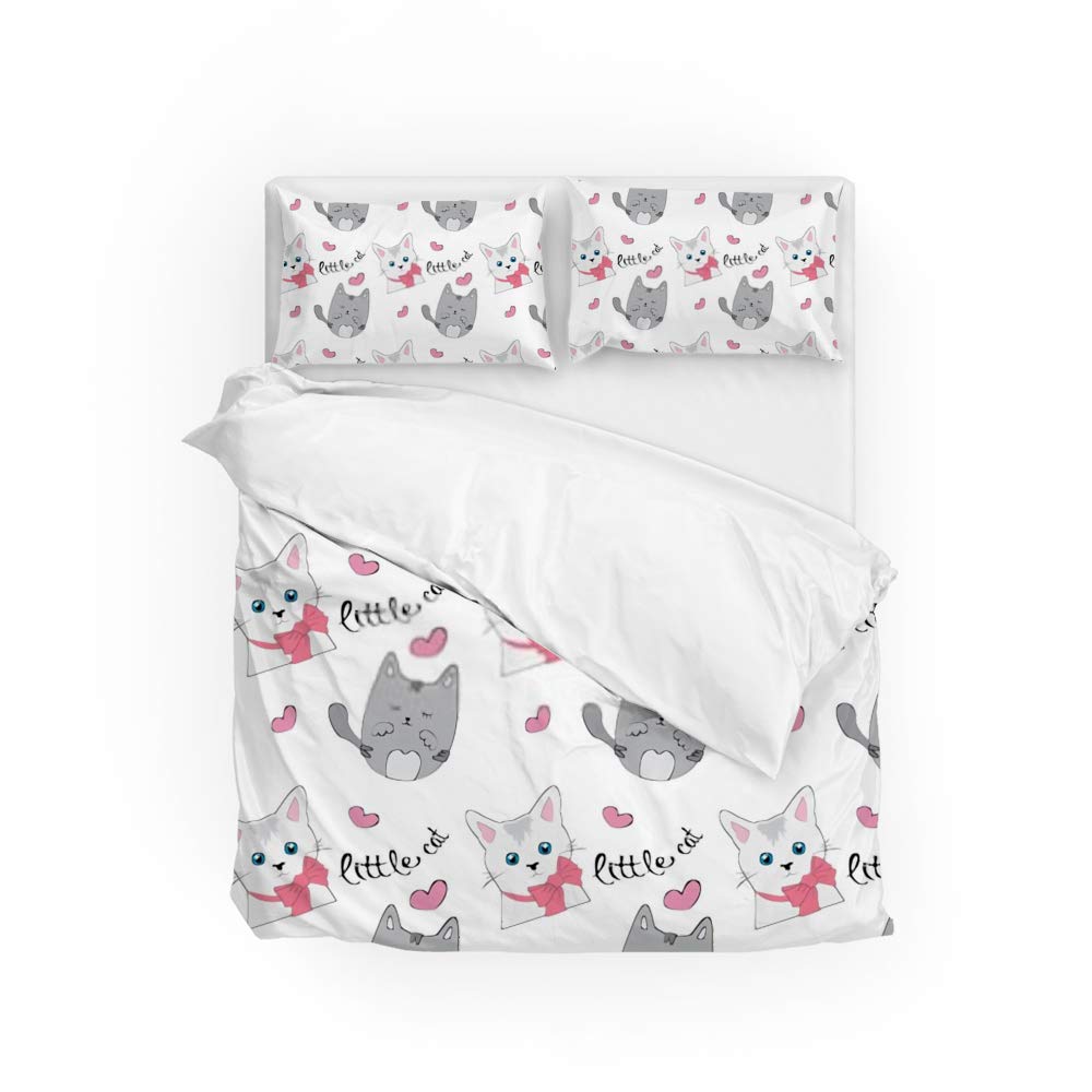 Housse de couette chat et cœur créez une ambiance cosy dans une chambre d'enfant ou d'ado