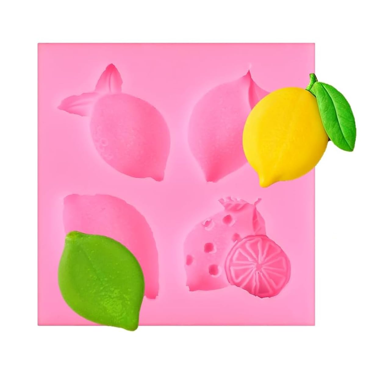 4 Slot Lemon Fondant Mold Lemon Shape Silicone Chocolate Mould Cupcake Fondant Mold Baking 3D Chocolate Candy Cake Decoration Cupcake Topper Sugarcraft Gumpaste Clay Molds-picture-27