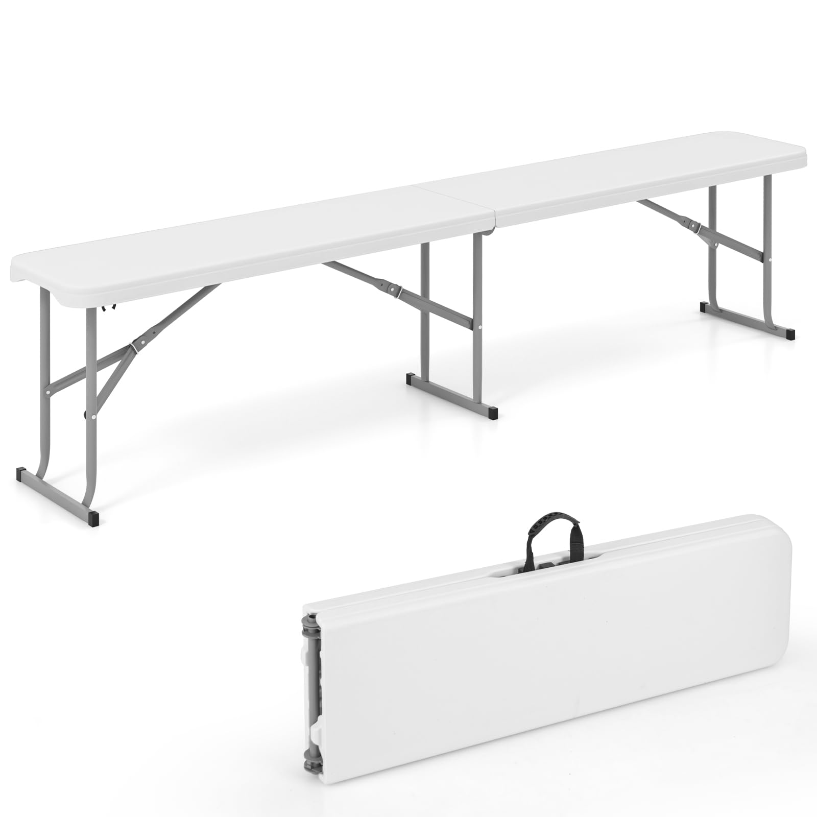 COSTWAY Banc Pliable à 3 Places en HDPE, Charge 300 kg (Blanc)