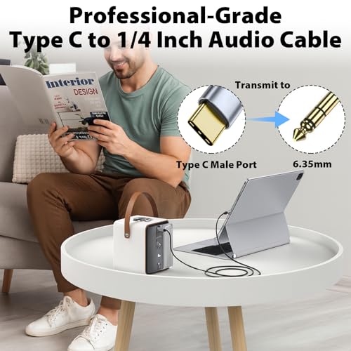 Cable USB C a Audio 1/4" TRS 3.3ft miniatura 3