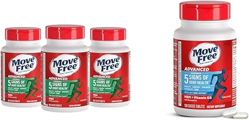 Move Free Suplemento avanzado de apoyo articular de glucosamina condroitina MSM y glucosamina avanzada condroitina MSM + vitamina D3 suplemento de